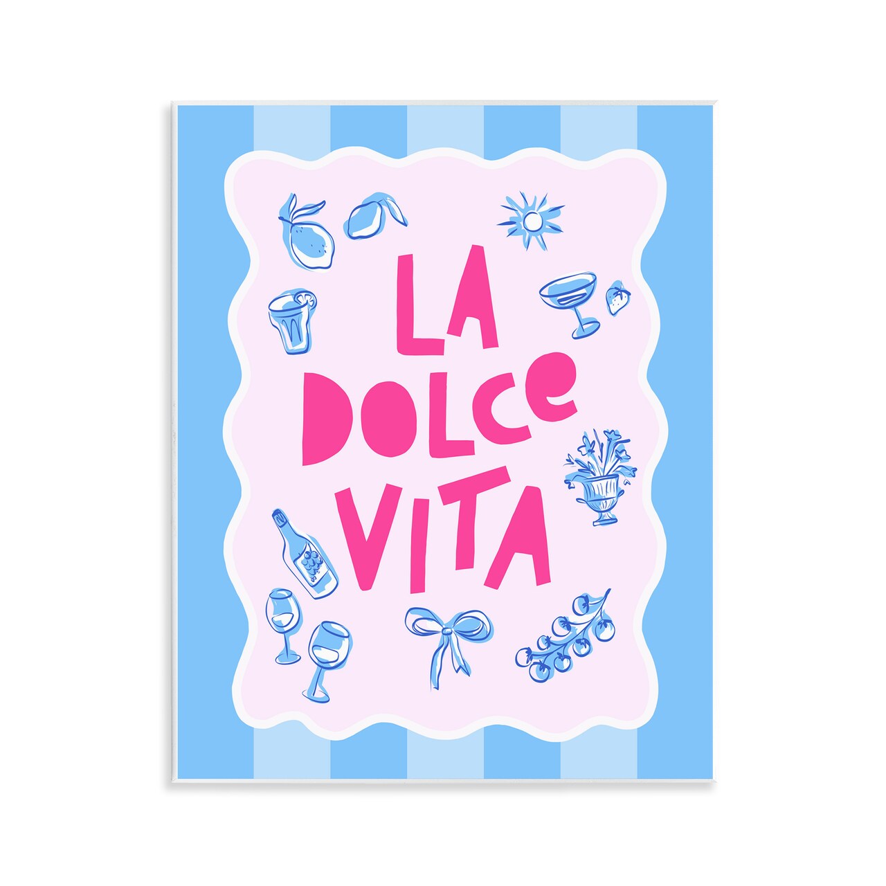 Stupell Industries La Dolce Vita Blue Pink Wall Plaque, design by Dominique Vari